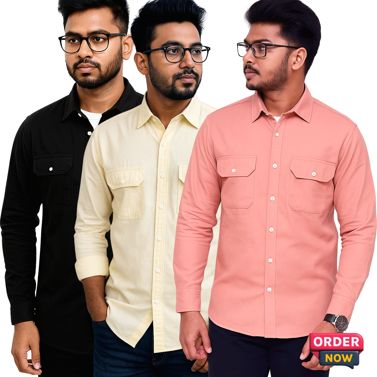 3 Pcs Oxfoard Double Pocket New - Black+Misty+Light Yellow