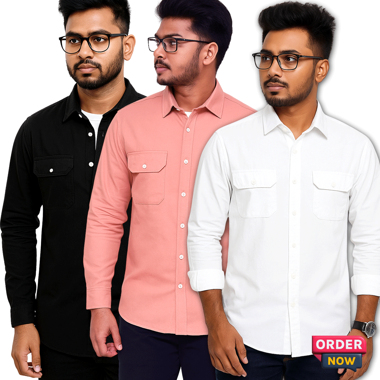 3 Pcs Oxfoard Double Pocket New - Misty+Black+White