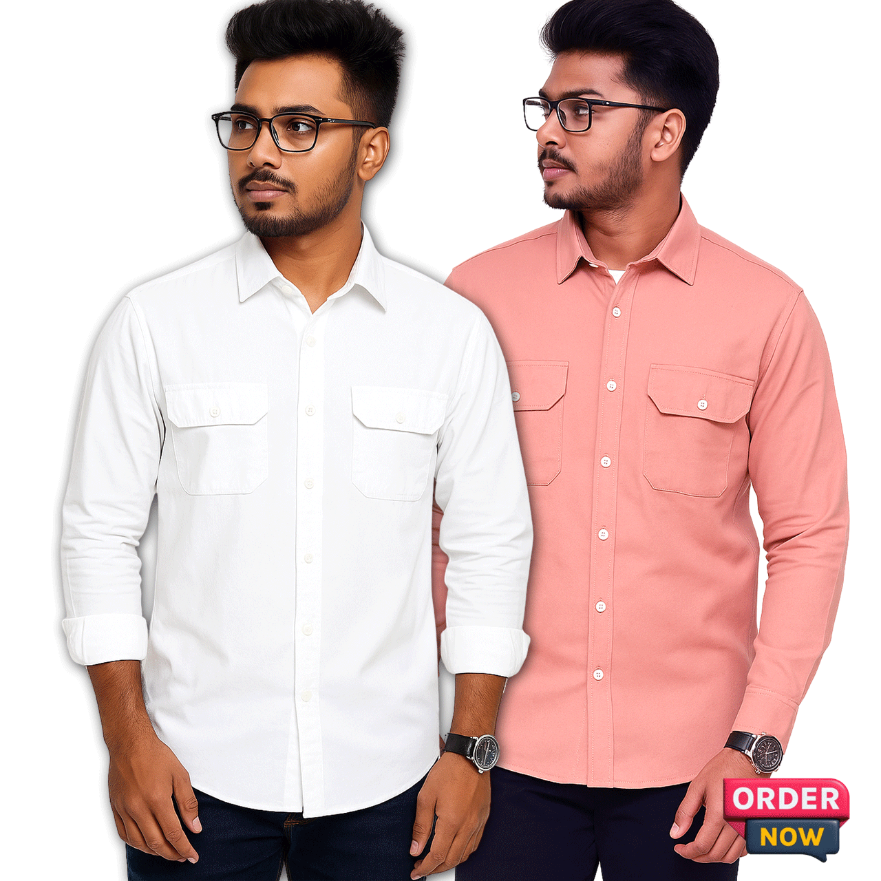 2 Pcs Oxfoard Double Pocket New - White+Misty