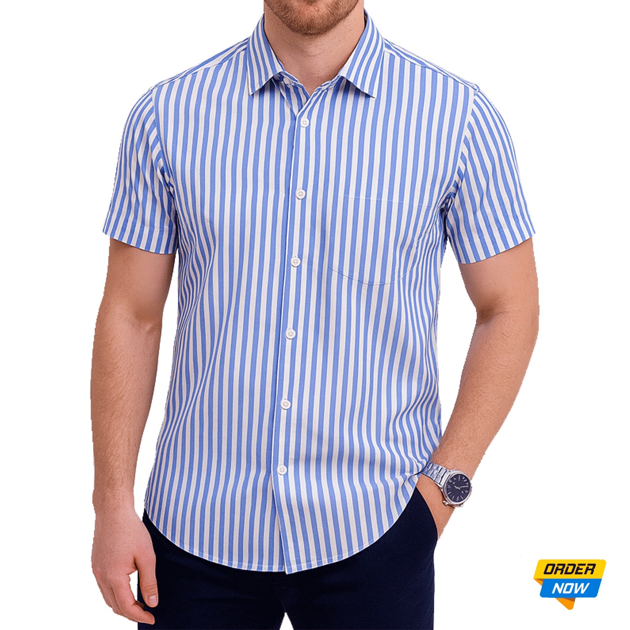 1 Pcs Half Sleeve Print Shirt-Sky Small
