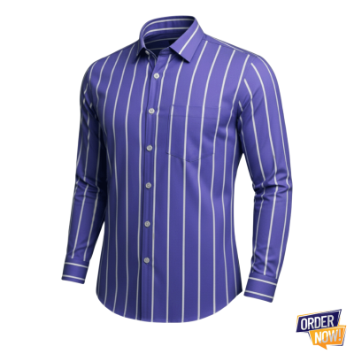 1 Pcs Stripe Full Sleeve Shirt- Lavender
