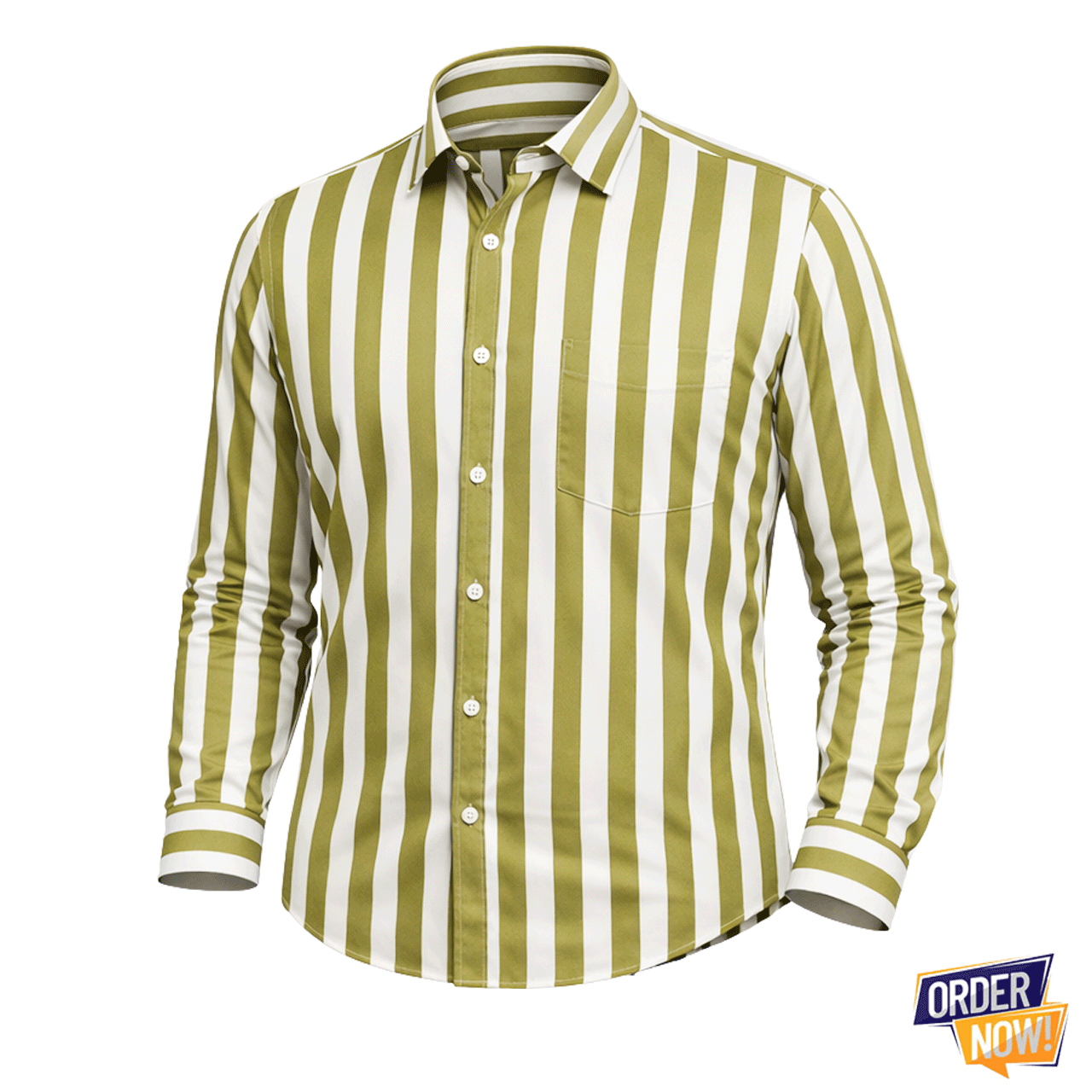 1 Pcs Stripe Full Sleeve Shirt- Lemon