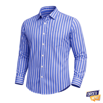 1 Pcs Stripe Full Sleeve Shirt-Sky Small