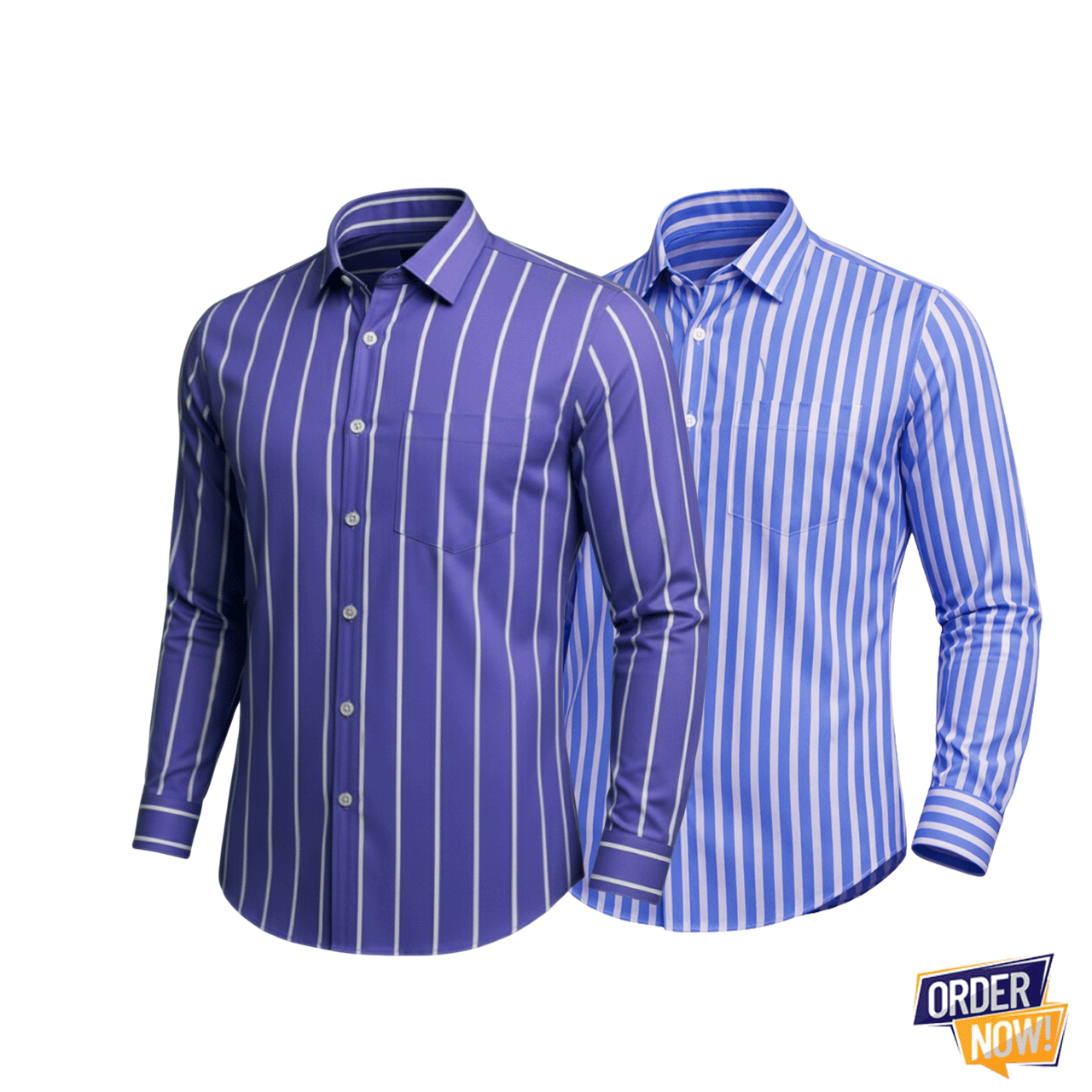 2 Pcs Stripe Full Sleeve Shirt- SkySmall+Lavender