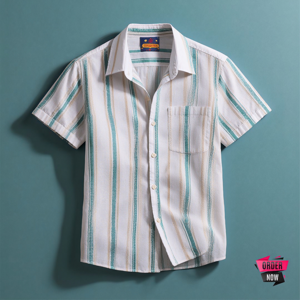 1 Pcs Linen Print Half Shirt-Pest - Image 2