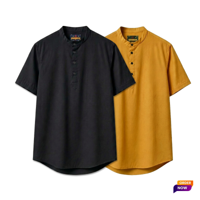 2 Pcs Half Sleeve OXF Katua- Black+Kathal