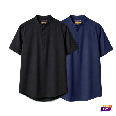 2 Pcs Half Sleeve OXF Katua-Black+Navy