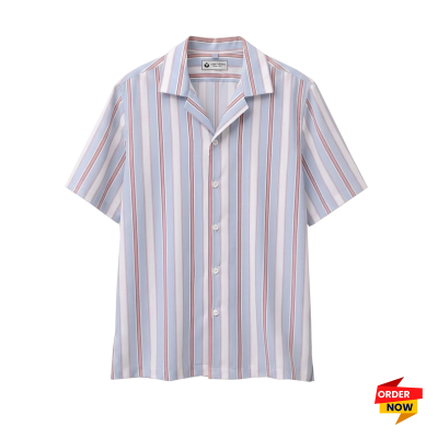 1 Pcs Cuban Print Half Shirt- Ash