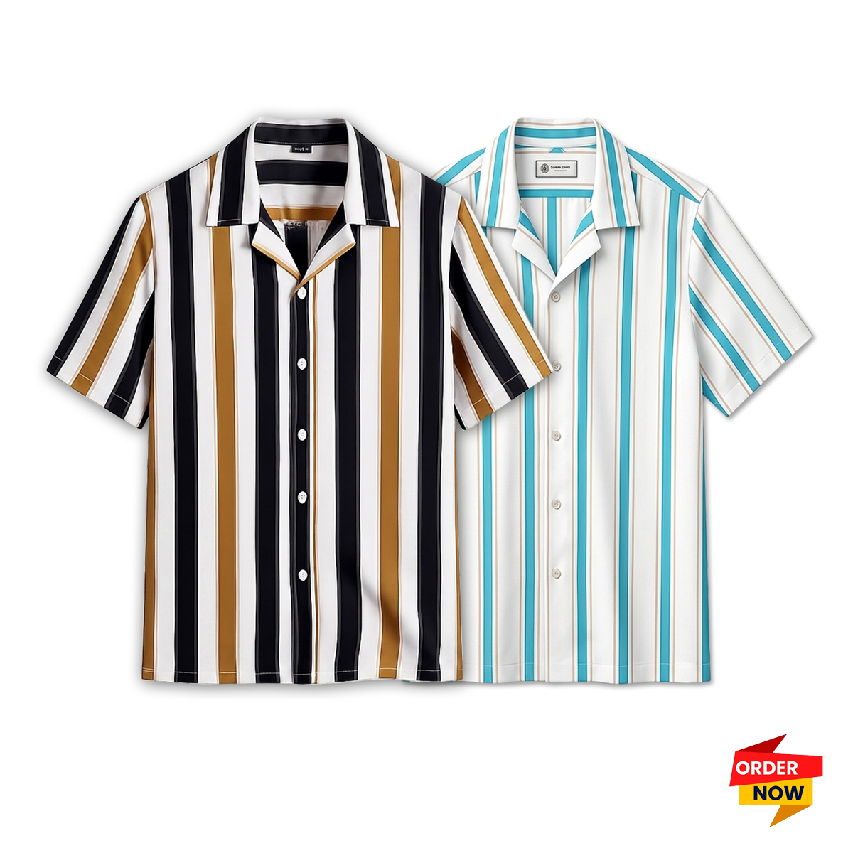 2 Pcs Cuban Print Half Shirt-Kathal+Pest