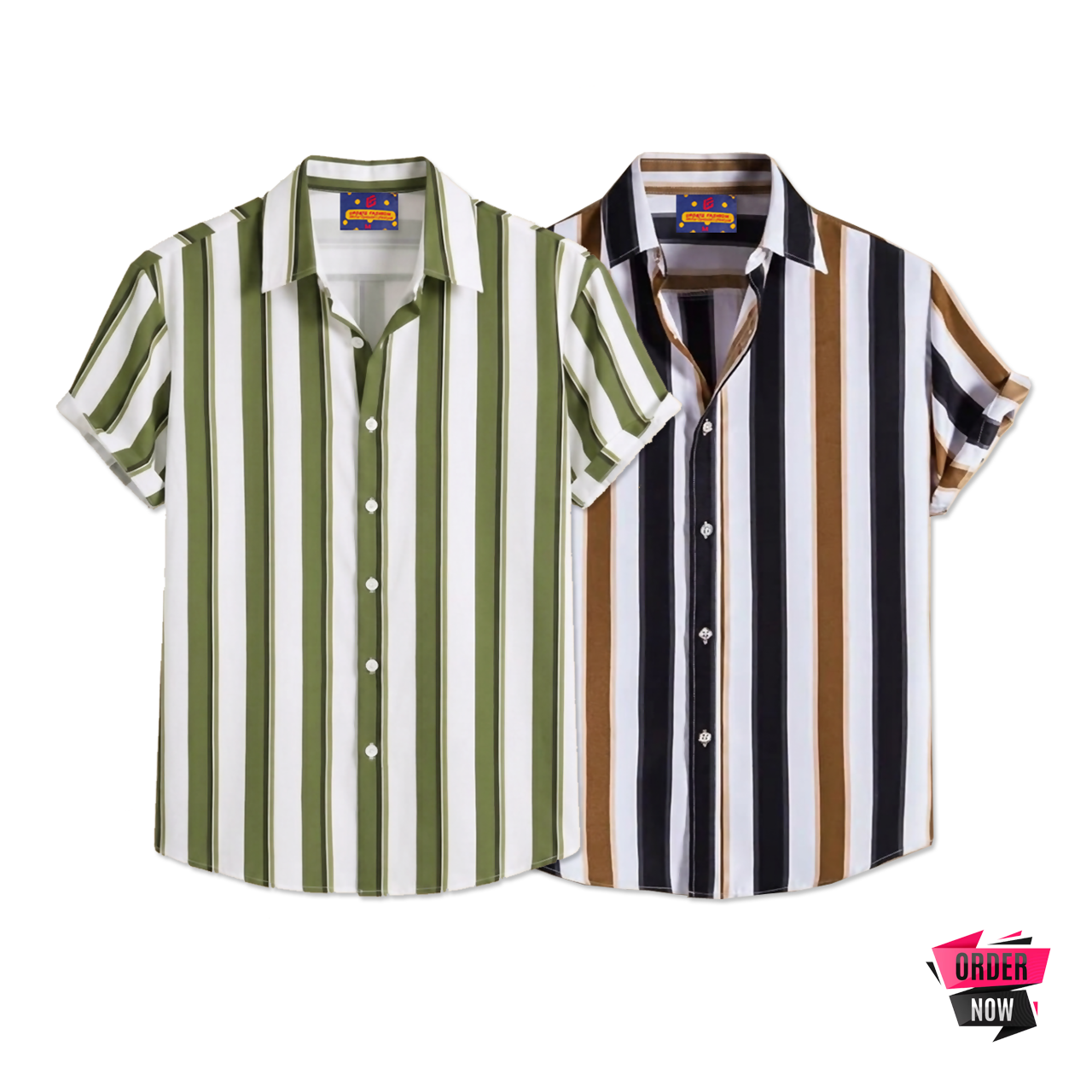 2 Pcs Linen Print Half Shirt-Lemon+Kathal