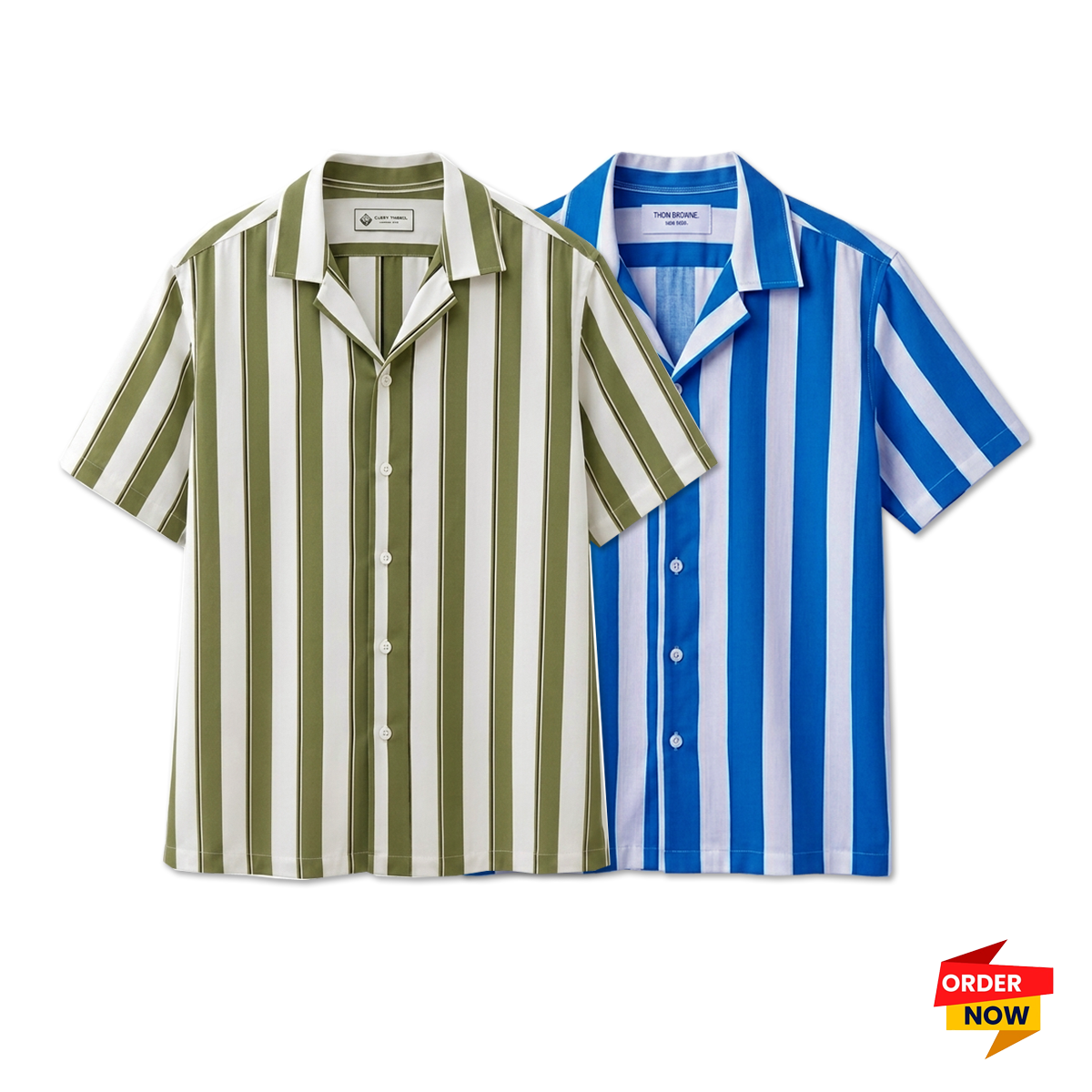 2 Pcs Cuban Print Half Shirt-Lemon+Petrol