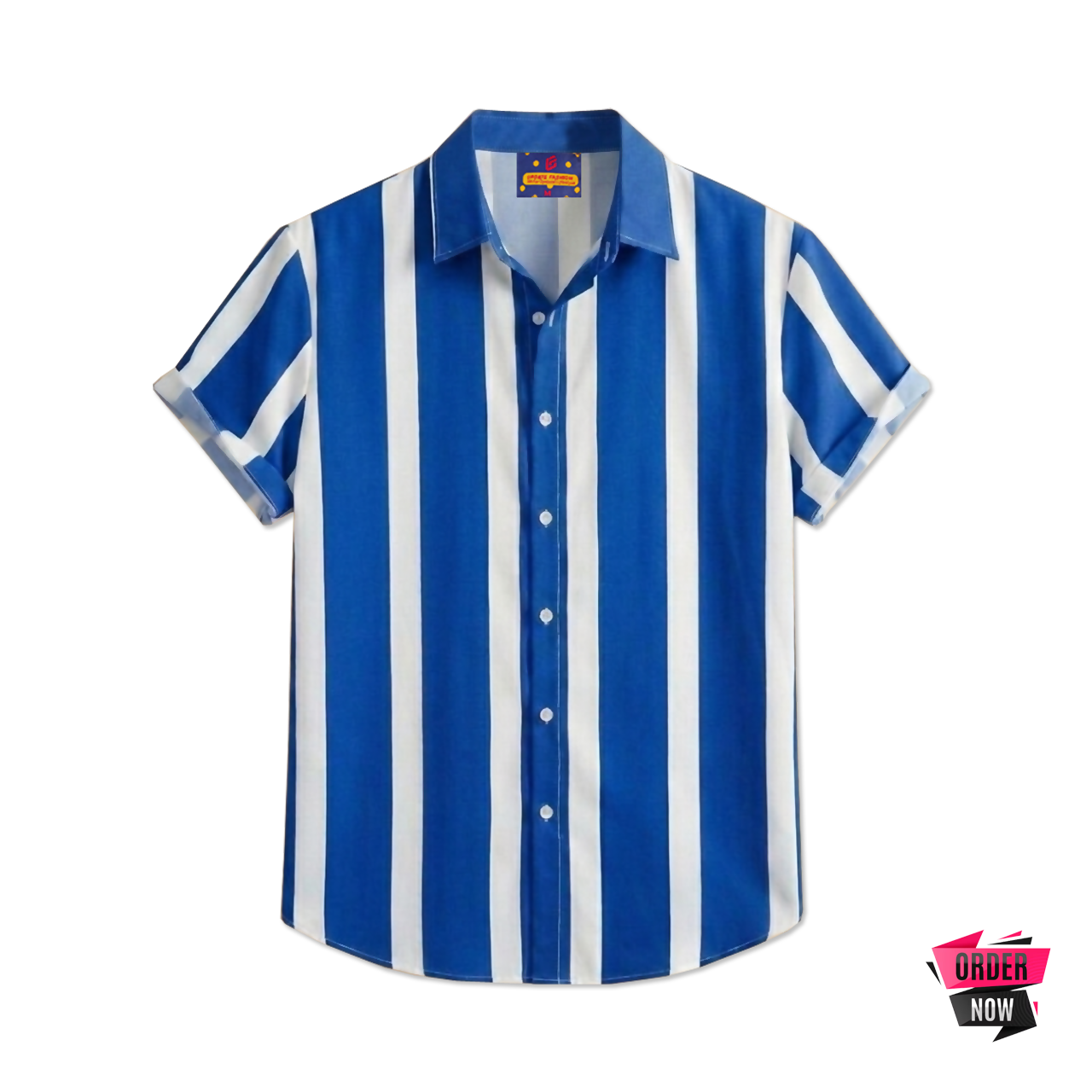 1 Pcs Linen Print Half Shirt-Petrol