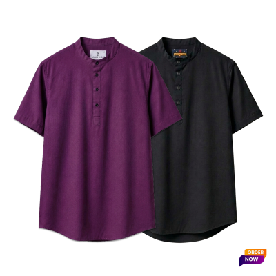 2 Pcs Half Sleeve OXF Katua-Purple+Black