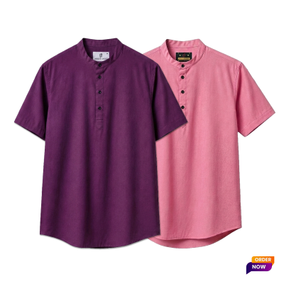2 Pcs Half Sleeve OXF Katua-Purple+Misty