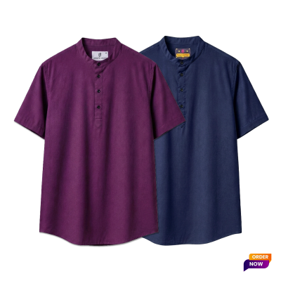 2 Pcs Half Sleeve OXF Katua-Purple+Navy