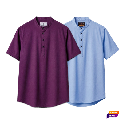 2 Pcs Half Sleeve OXF Katua-Purple+Sky