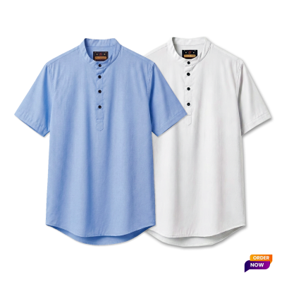 2 Pcs Half Sleeve OXF Katua-Sky+White